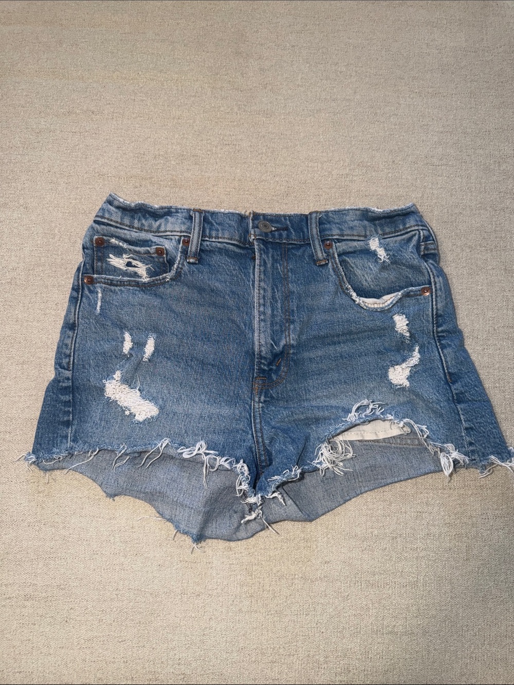Abercrombie & Fitch Distressed Blue Denim Cutoff Shorts